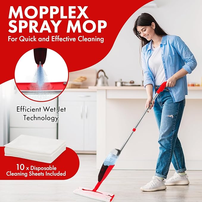 Spray Mop for Floor Cleaning Spray, Premium Cleaning Mop with 10 Disposable Sheets for Quick, Mess Free Mopping, Perfect Hard Wood Floor Cleaner Mop for Mopping and Shining Floors
