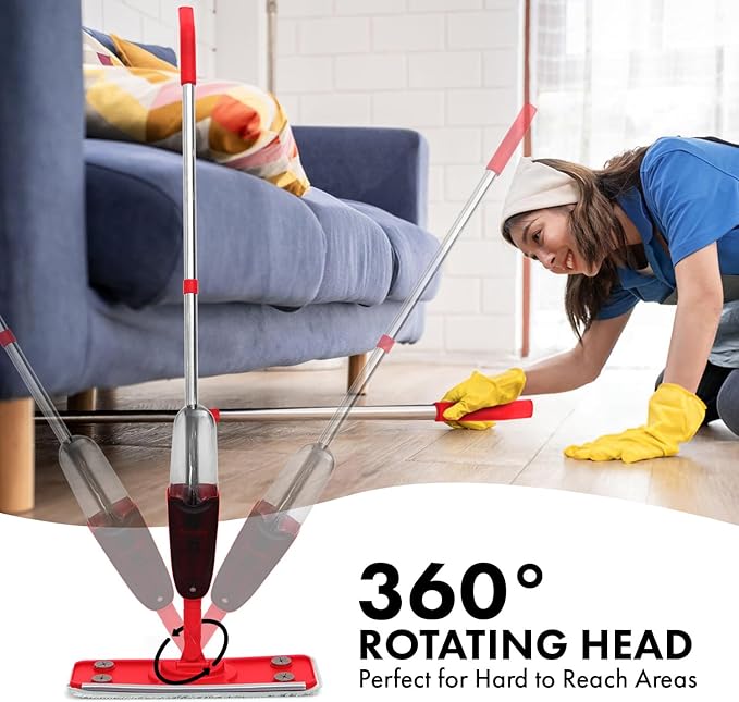Spray Mop for Floor Cleaning Spray, Premium Cleaning Mop with 10 Disposable Sheets for Quick, Mess Free Mopping, Perfect Hard Wood Floor Cleaner Mop for Mopping and Shining Floors