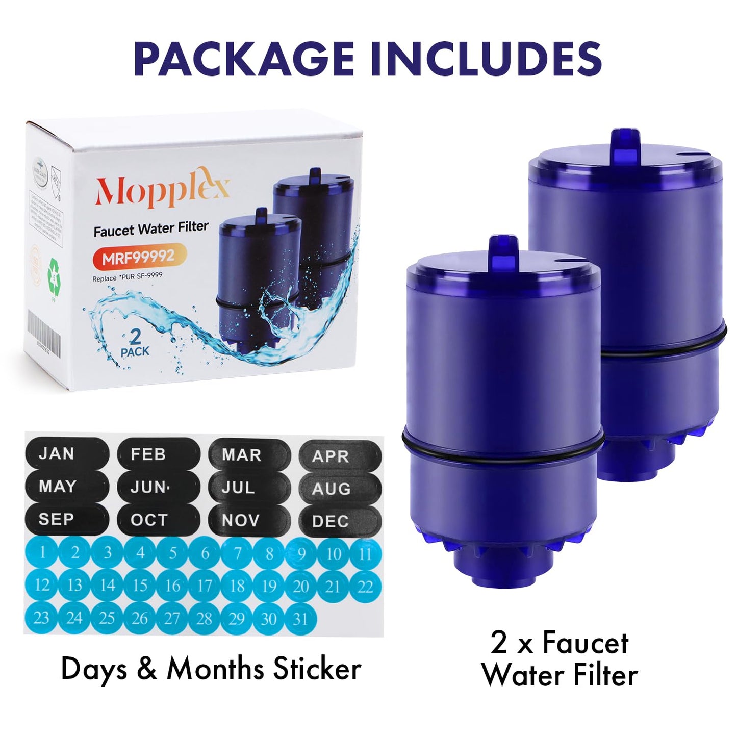 Faucet Water Filter, 2 Pack of Water Filter Faucet Mount, Premium High Performance Replacement Water Filter Faucet Mount for Kitchen and Sink, Easy Installation and Efficient Water Filters for Sink