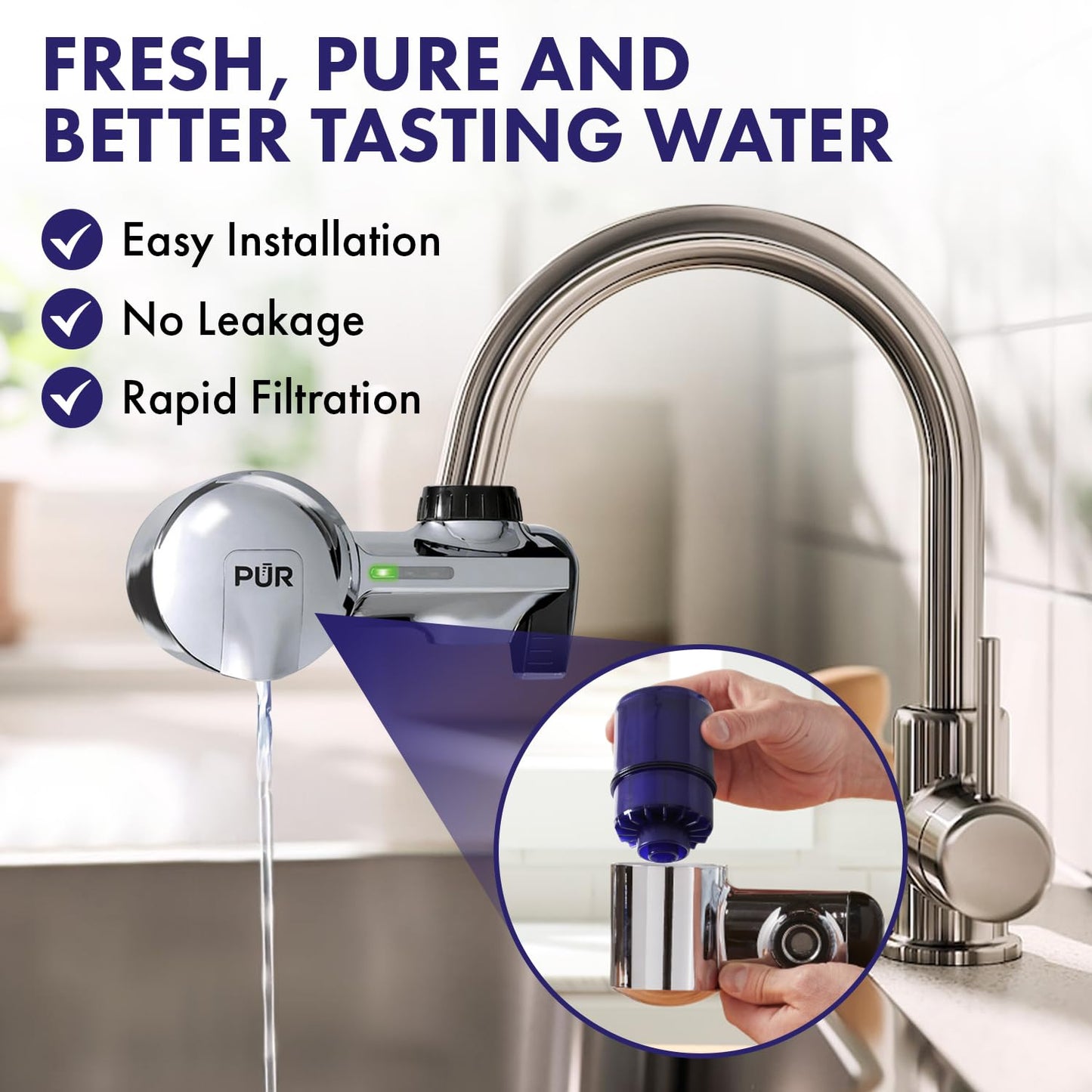 Faucet Water Filter, 2 Pack of Water Filter Faucet Mount, Premium High Performance Replacement Water Filter Faucet Mount for Kitchen and Sink, Easy Installation and Efficient Water Filters for Sink